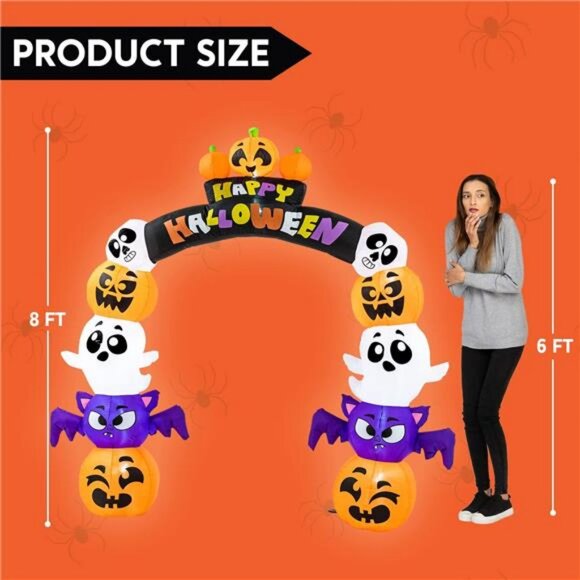 8 FT Cute Halloween Inflatables Pumpkin Archway Outdoor Decoration - Picture 2 of 7